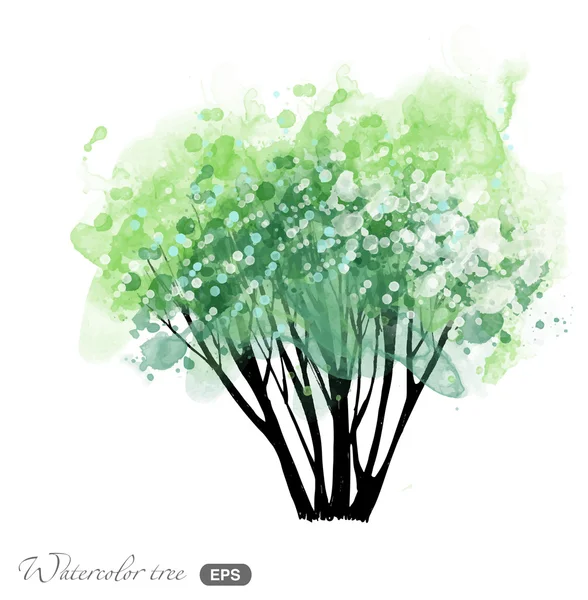 Watercolor spring tree — Stock Vector