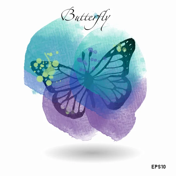 Watercolor butterfly on white — Stock Vector