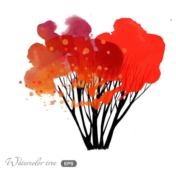 Watercolor autumn tree — Stock Vector