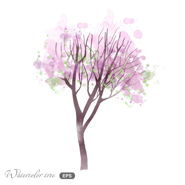 Watercolor spring tree — Stock Vector