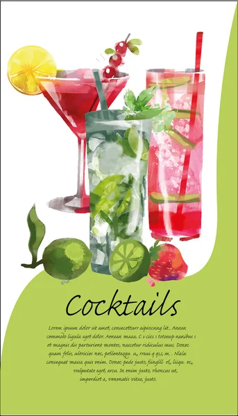 Cocktail Menu fond — Image vectorielle