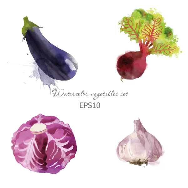 Conjunto de legumes aquarela —  Vetores de Stock