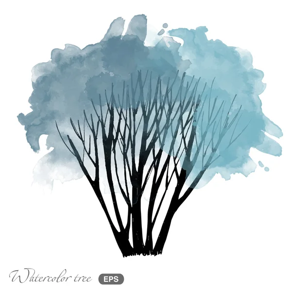 Aquarelle arbre d'hiver — Image vectorielle