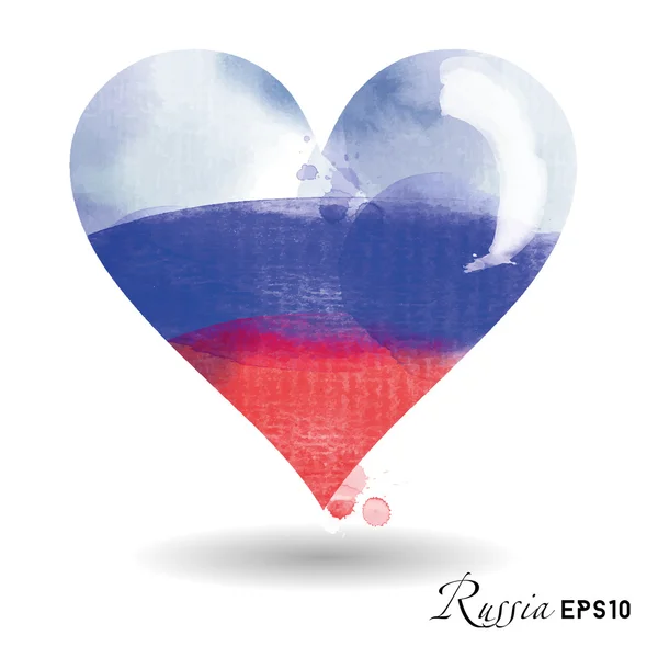 Rusko akvarel srdce — Stockový vektor