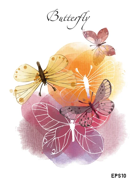 Mariposa acuarela sobre blanco — Archivo Imágenes Vectoriales