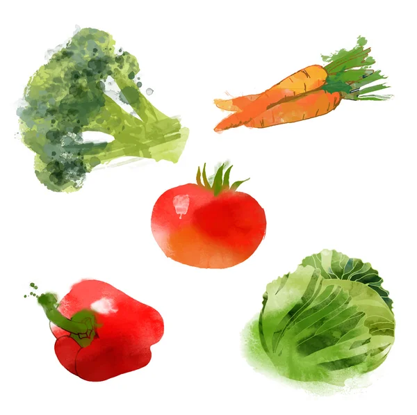 Ensemble de légumes aquarelle — Image vectorielle