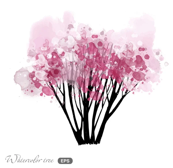 Aquarelle arbre de printemps — Image vectorielle