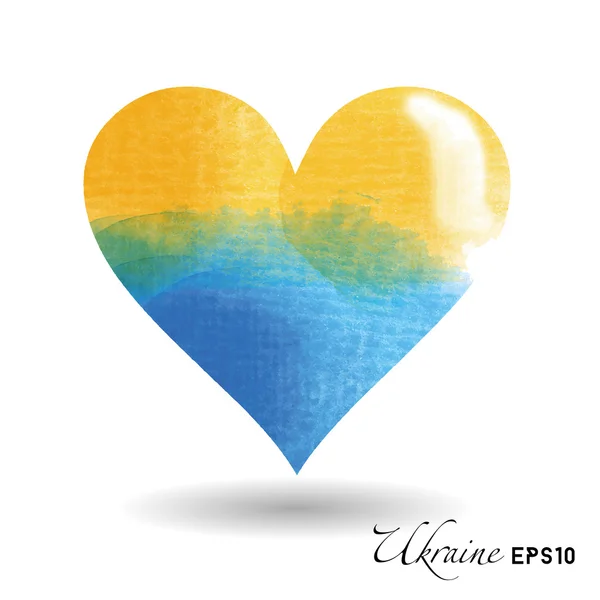 Ukraine aquarelle Coeur — Image vectorielle