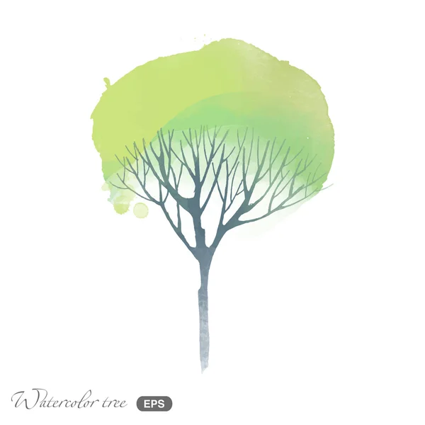 Aquarela árvore de primavera — Vetor de Stock