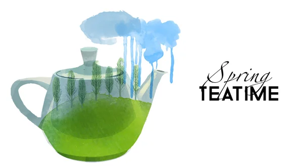 Voorjaar Tea Time — Stockvector