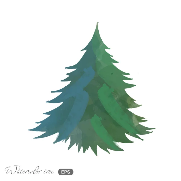 Árbol de acuarela sobre blanco — Vector de stock