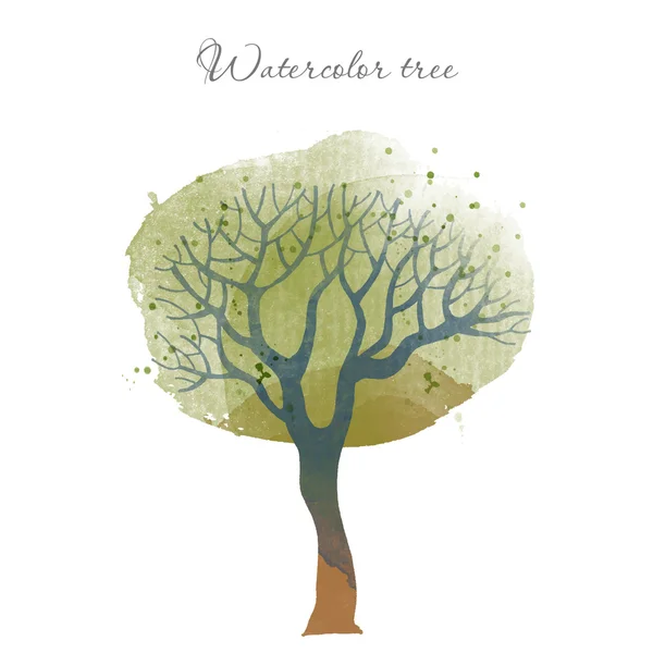 Acuarela árbol de verano — Vector de stock