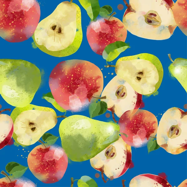 Patrón sin costuras de manzana y peras — Vector de stock