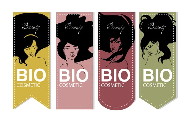 Ensemble d'étiquettes cosmétiques Vector Bio — Image vectorielle