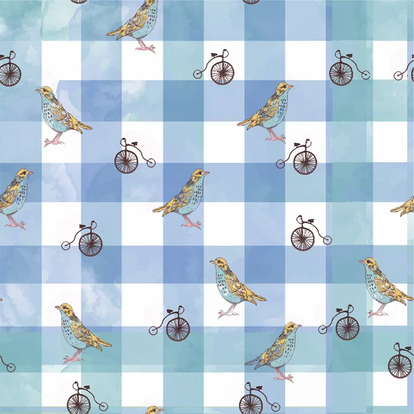 Modèle avec oiseau et bicyclette — Image vectorielle