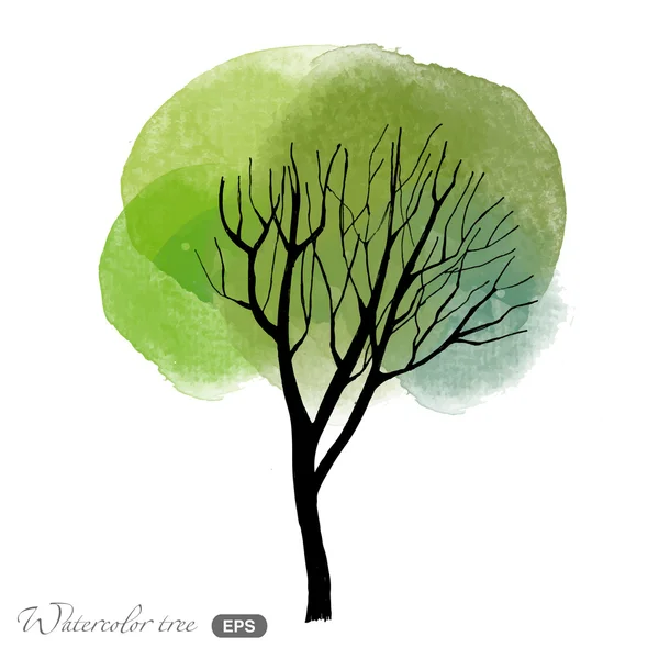 Aquarell Sommerbaum — Stockvektor
