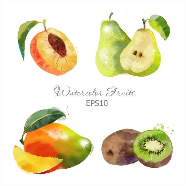 Conjunto de frutas aquarela —  Vetores de Stock