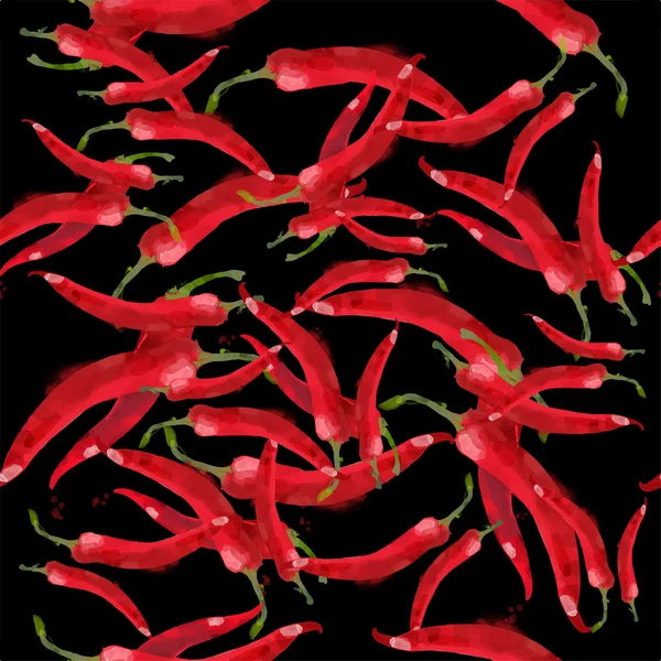 Aquarel patroon chili — Stockvector