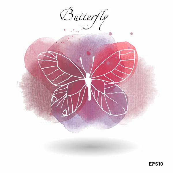 Watercolor butterfly on white — Stock Vector