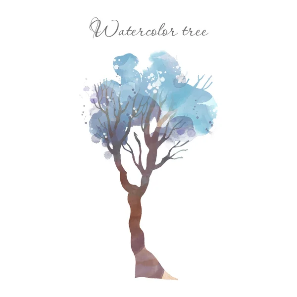Acuarela árbol de invierno — Vector de stock