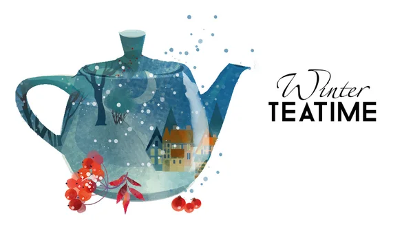 Teezeit im Winter — Stockvektor