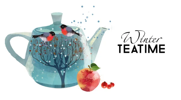 Зимний чай — стоковый вектор