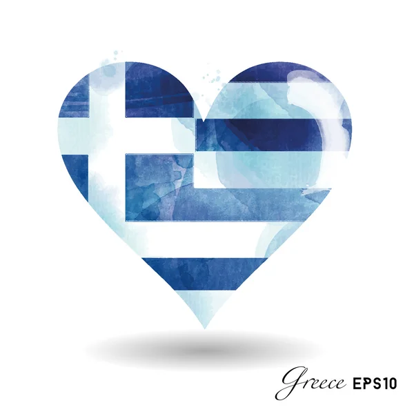 Grèce aquarelle coeur — Image vectorielle