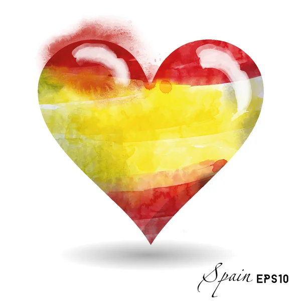 Spain watercolor heart — Stock Vector