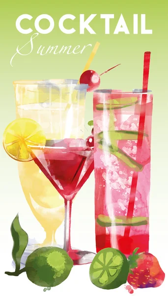 Summer cocktails set — Stock Vector