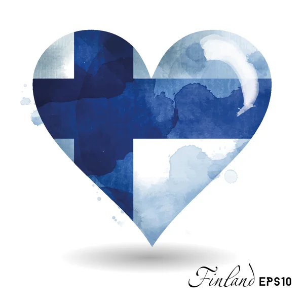 Finnország akvarell szív — Stock Vector