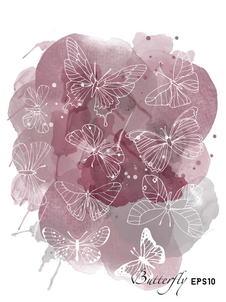 Akvarell fjärilar bakgrund — Stock vektor