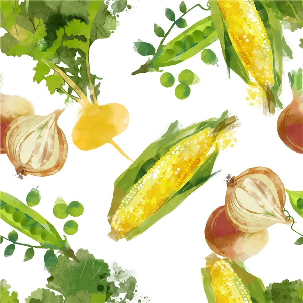 Aquarelle motif de légumes sans couture — Image vectorielle