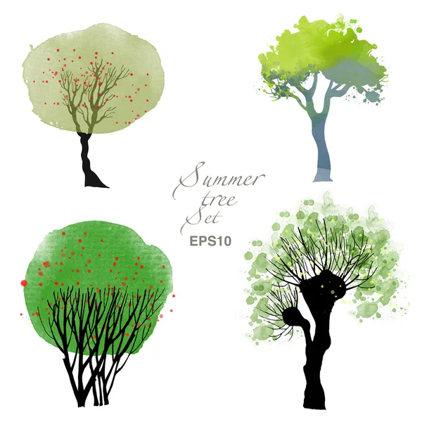 Set de árboles de verano — Archivo Imágenes Vectoriales