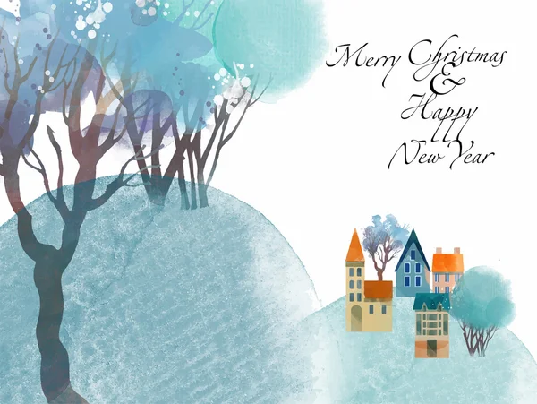 Kışın sulu boya arka plan