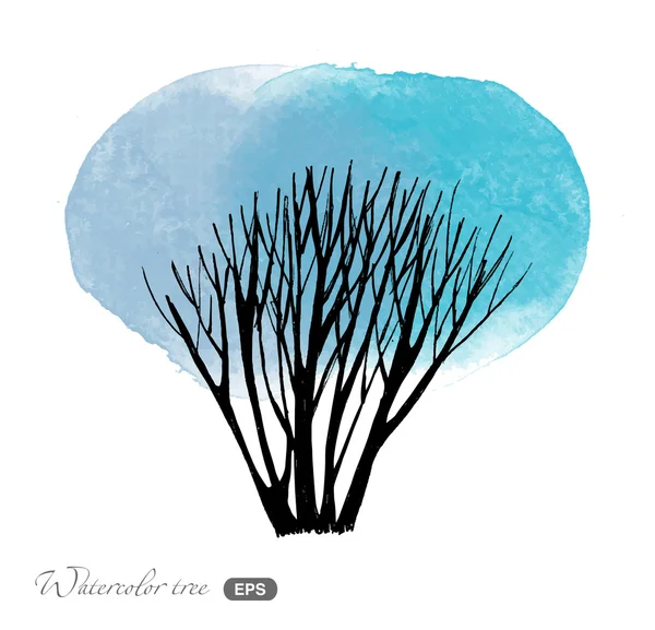 Arbre dessiné aquarelle — Image vectorielle