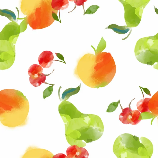 Patrón de frutas sin costura de acuarela — Vector de stock