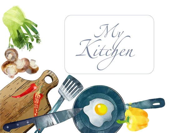 Sulu Boya mutfak arka plan