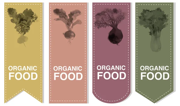 Étiquettes serties de légumes — Image vectorielle