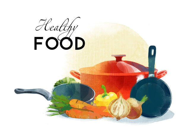 Watercolor kitchen background