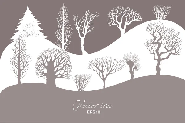 Ensemble de silhouettes d'arbres — Image vectorielle