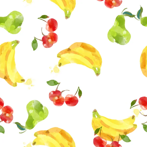 Akvarell sömlös frukter mönster — Stock vektor