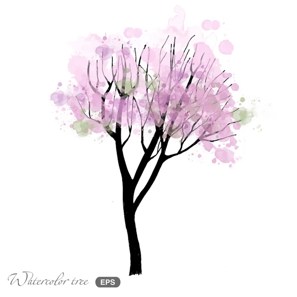 Watercolor spring tree — Stock Vector