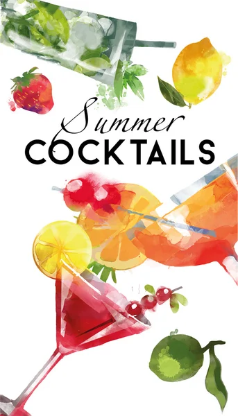 Summer Cocktails background — Stock Vector