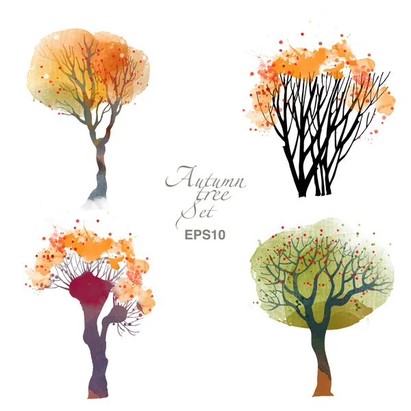 Akvarel podzimní stromy — Stockový vektor