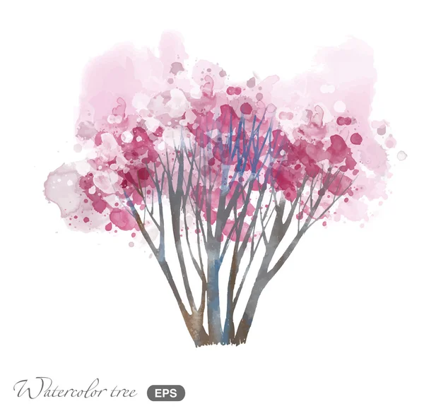 Watercolor spring tree — Stock Vector