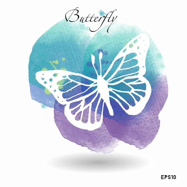 Watercolor butterfly on white — Stock Vector