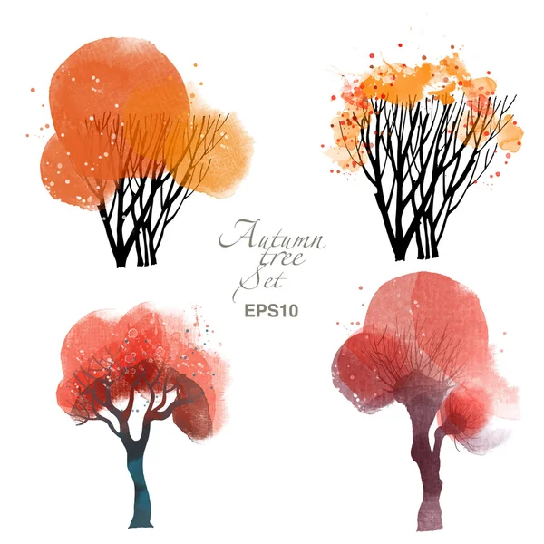 Acuarela árboles de otoño — Vector de stock