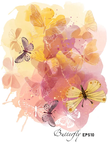 Watercolor butterflies background — Stock Vector
