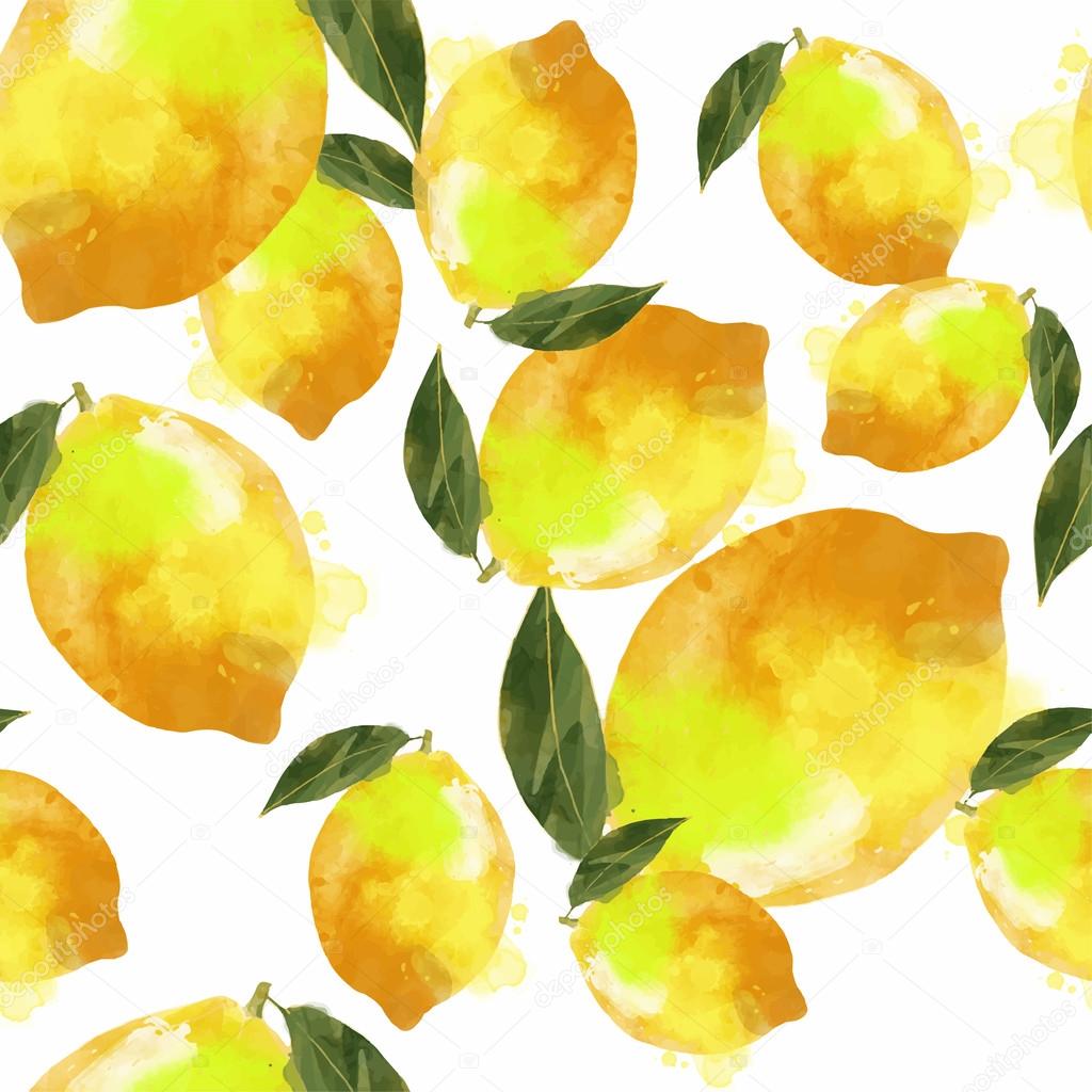 Watercolor lemon pattern