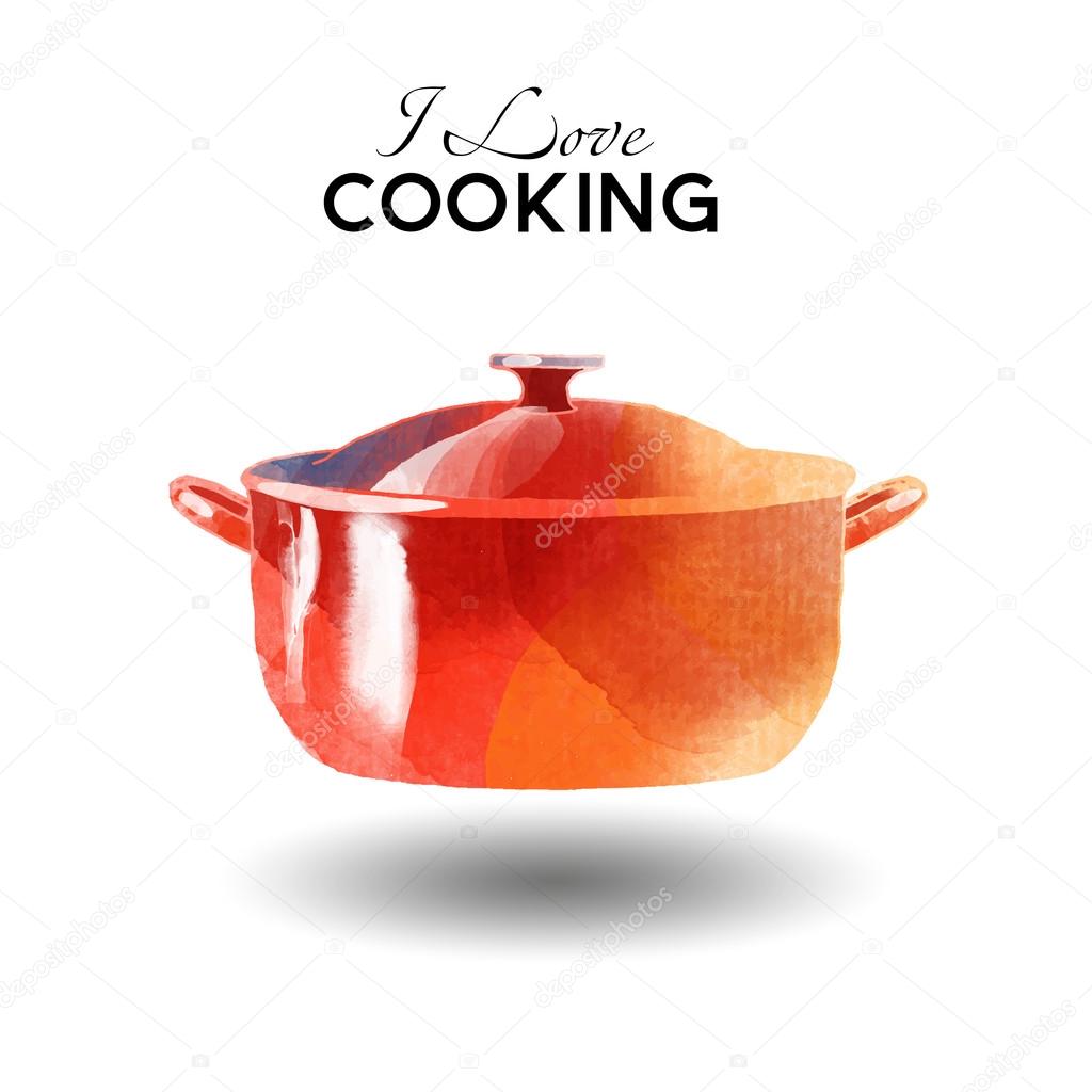 I love Cooking watercolor  background